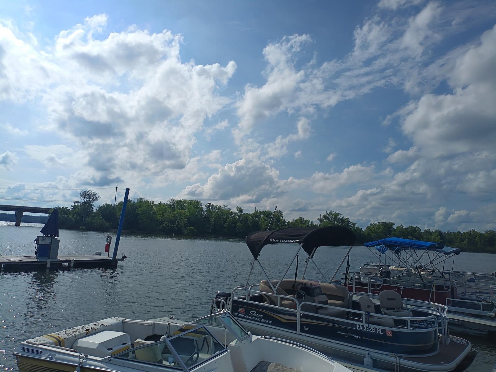 Pontoon boats tied at North Star Marina