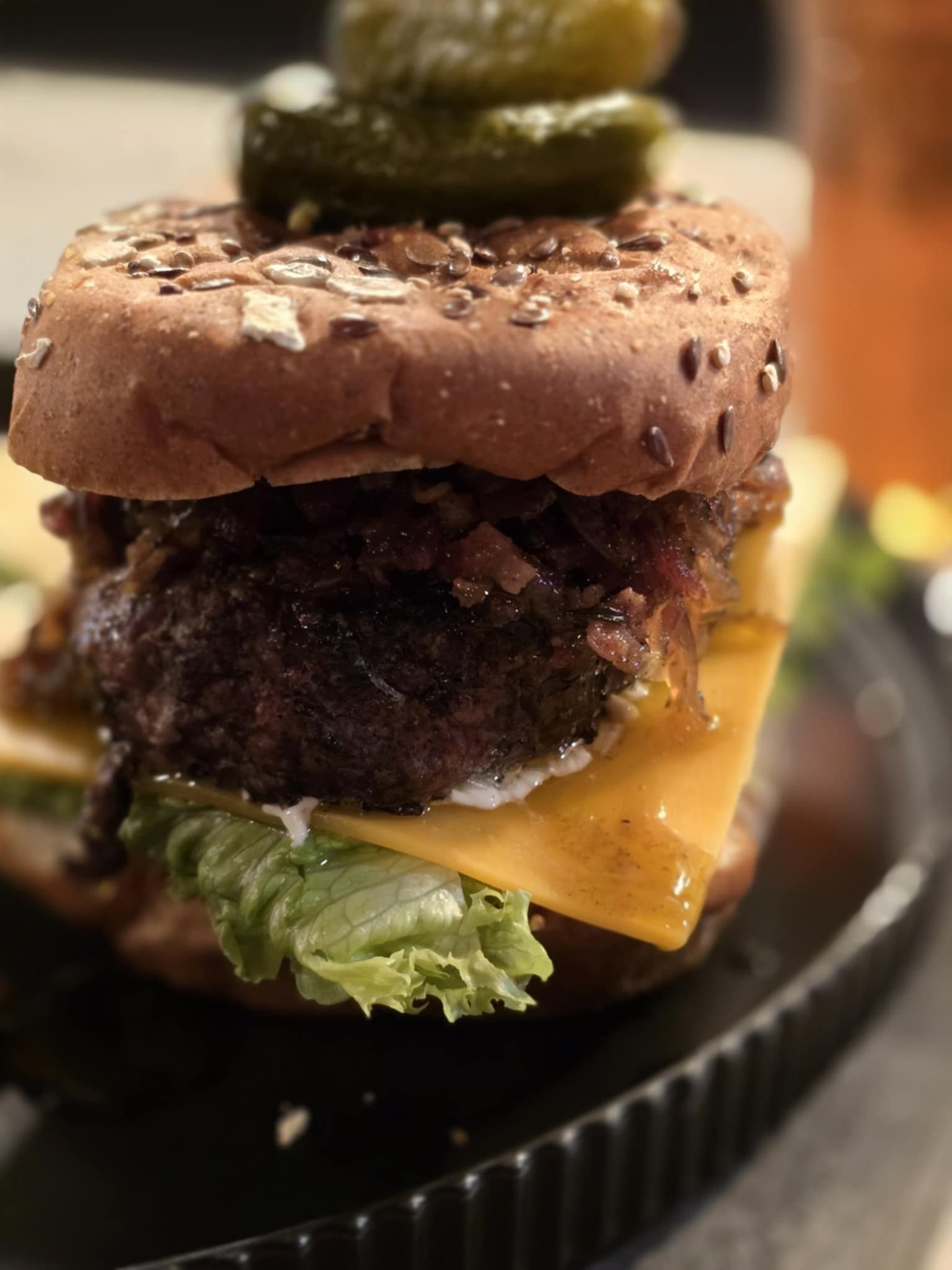 The Northstar Burger with cheddar and pickles