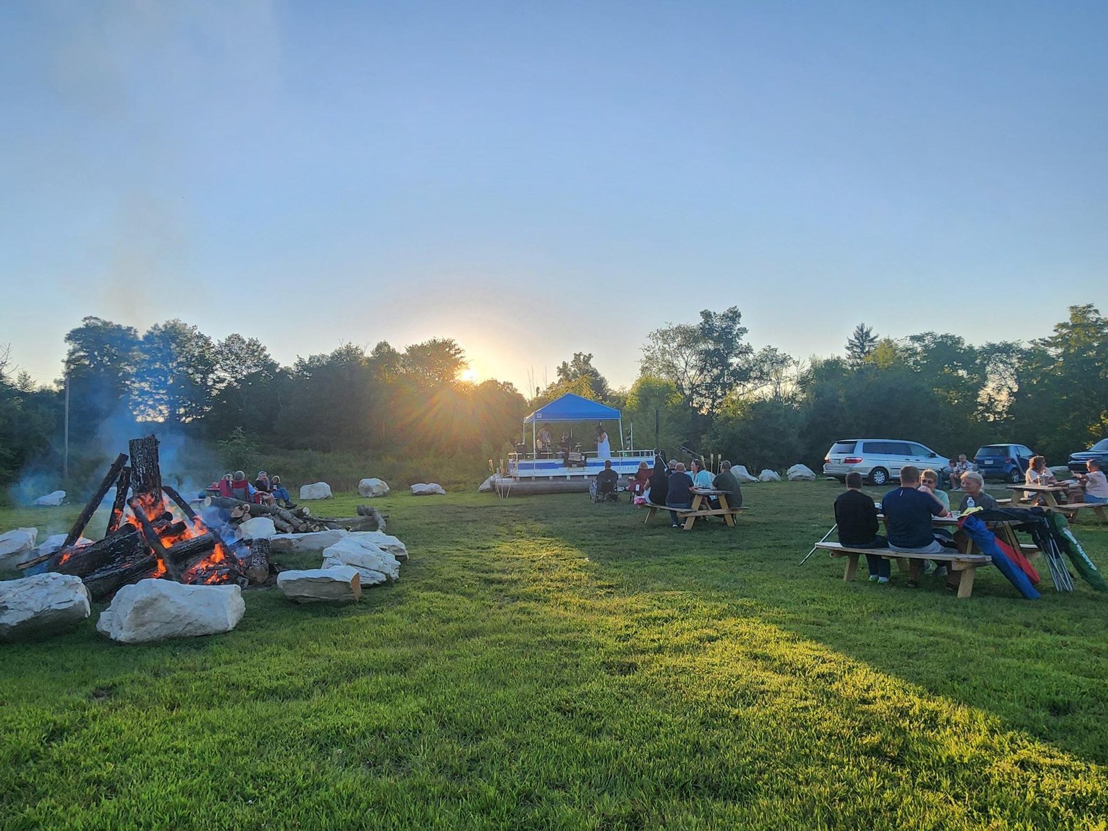 Sunset gathering on the lawn