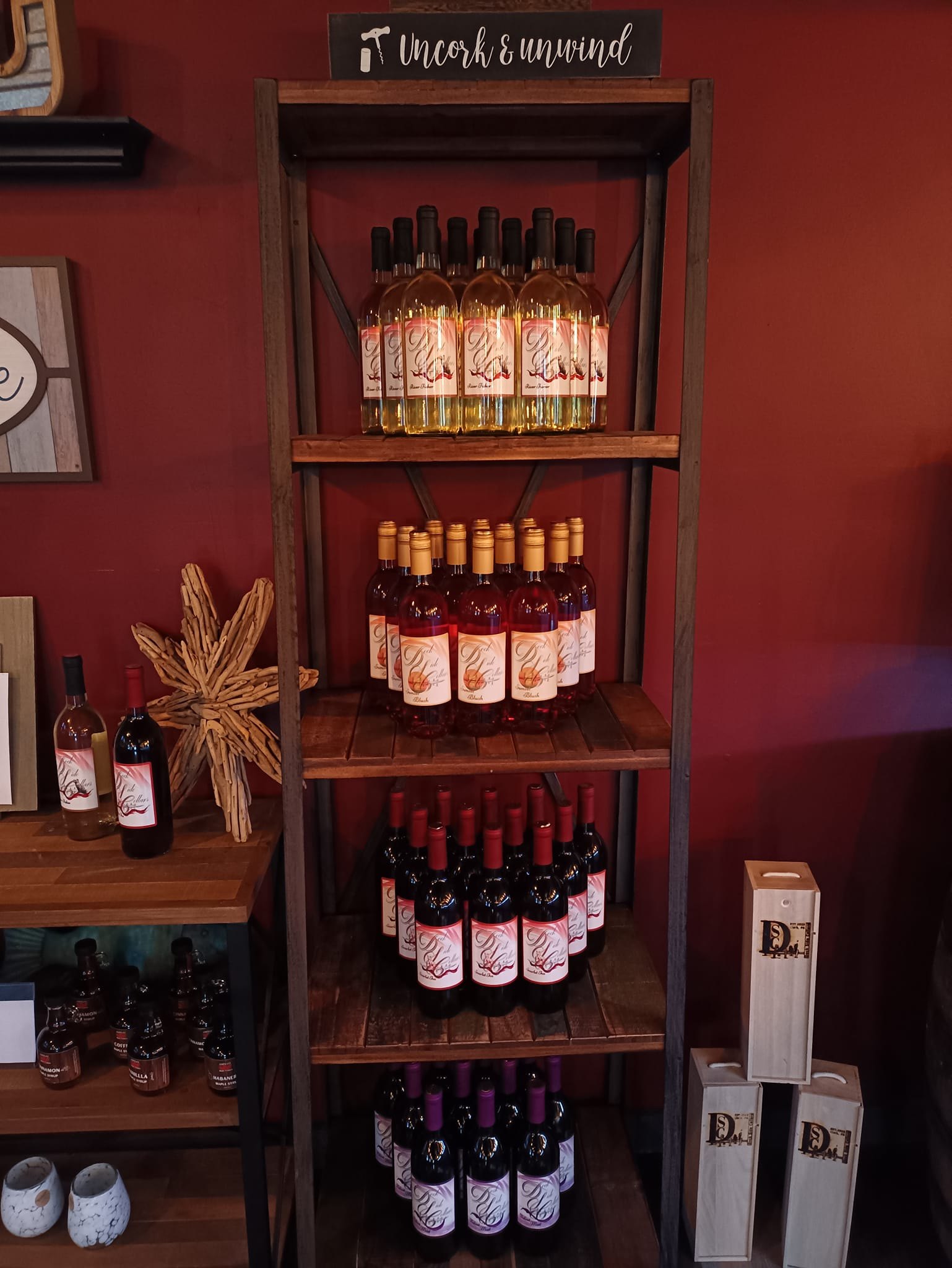 House wines on the rack